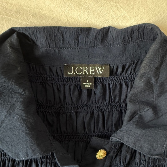 J.Crew Navy Ruched Button Top - Picture 2 of 3